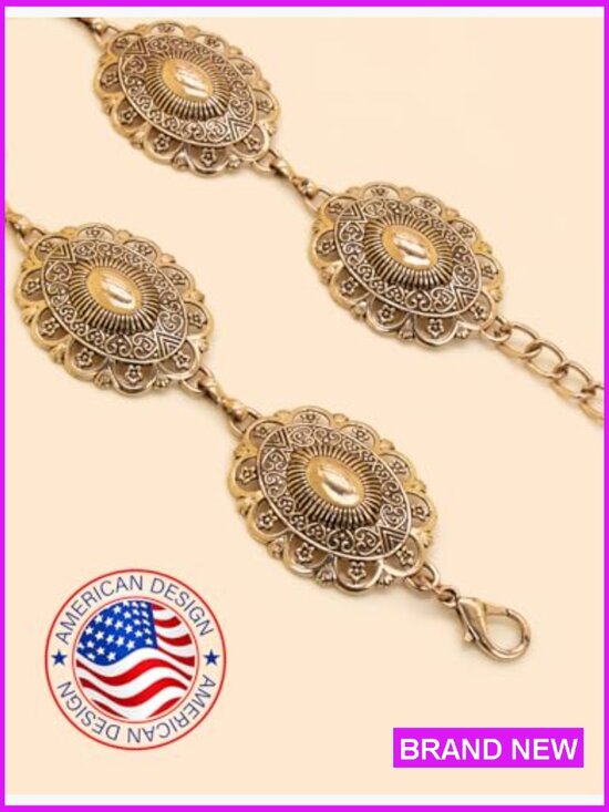 Western Metal Concho Belt Chain Belt for Women Cowgirl Country Concert Outfit main image 6